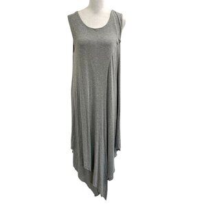 Soft Surroundings Asymmetrical Layered Jersey Knit Midi Dress Gray size Large